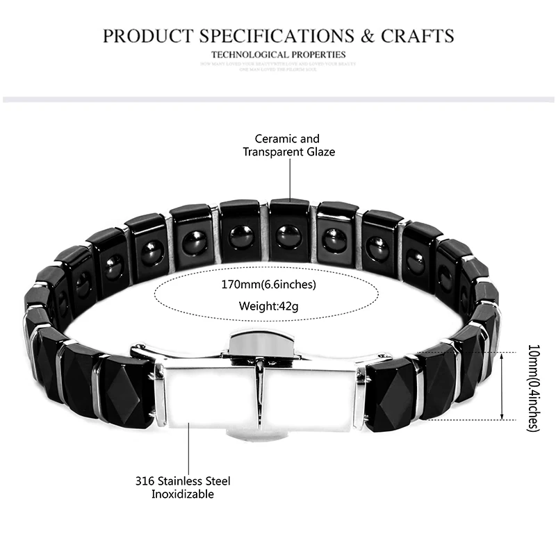 Керамический энергетический магнитный браслет с пружинной застежкой Серебряный Модный здоровый материал ювелирные изделия для женщин подарок