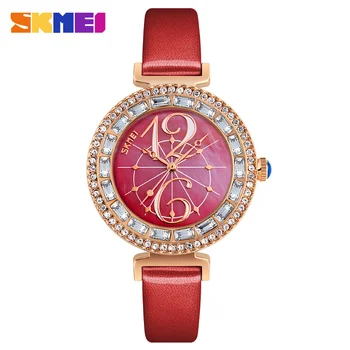 

SKMEI Quartz 9158 Woman Watches Fashion Casual Ladies Leather Waterproof Watch Luxury Wristwatches For Women Relogios Feminino