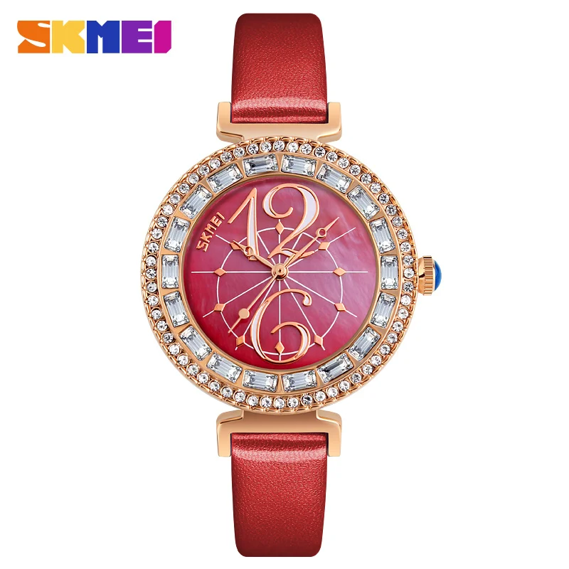 

SKMEI Quartz Woman Watches Fashion Casual Ladies Leather Watch Luxury Wristwatches for Women Relogios Feminino 9158