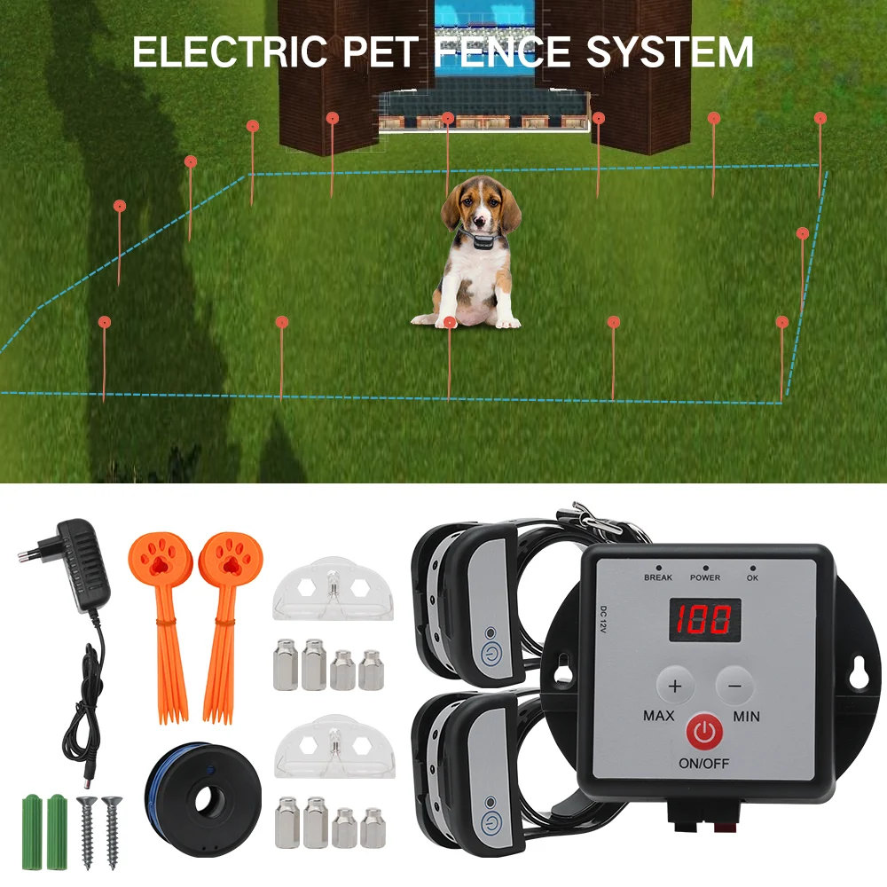 New Electric Underground Shock Audio Collar 2 Dog Pet Fence System Waterproof