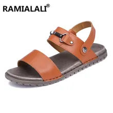 Ramialali/летние мужские сандалии; кожаные мужские пляжные сандалии; брендовая мужская повседневная обувь; Вьетнамки; кожаные мужские кроссовки