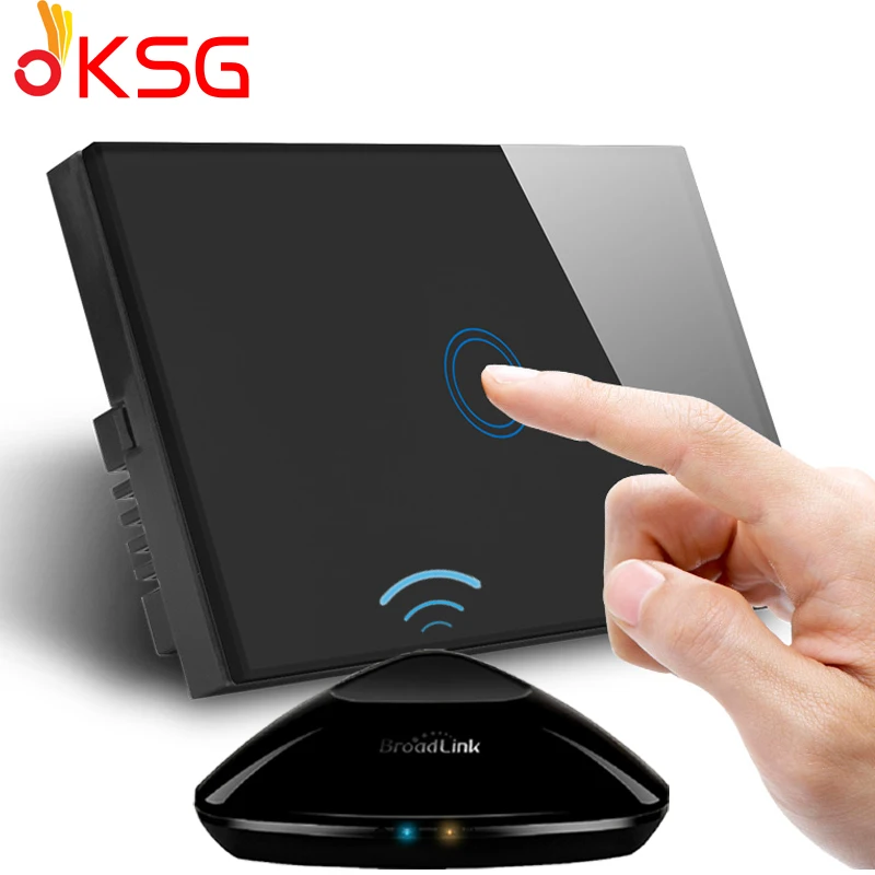 

KSG US Standard 1Gang Wireless Remote Control Light Switches,RF433 Remote Touch Wall Switch for Smart Home Phone/APP Control