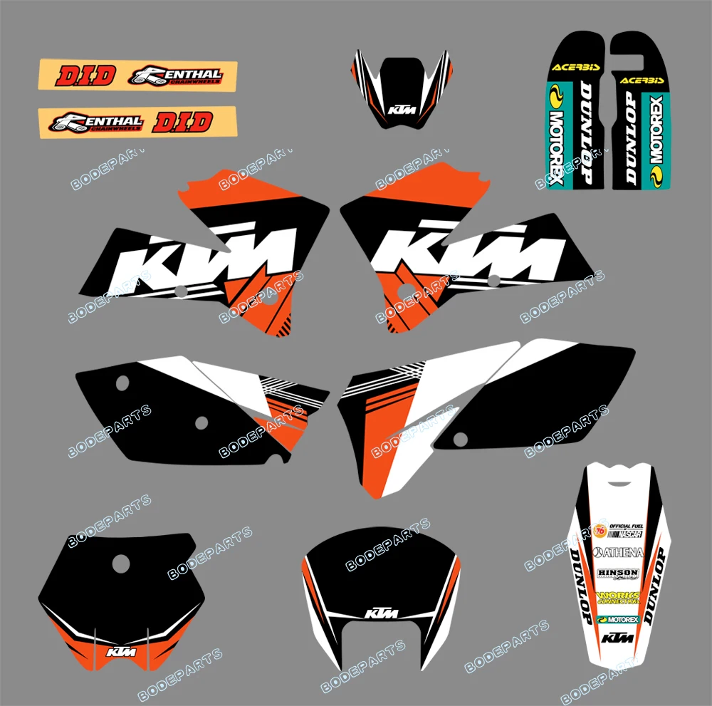 

0073 Black&White NEW TEAM GRAPHICS WITH MATCHING BACKGROUNDS FIT FOR KTM Motorcycle SX 125/250/380 /400/520 2005-2006