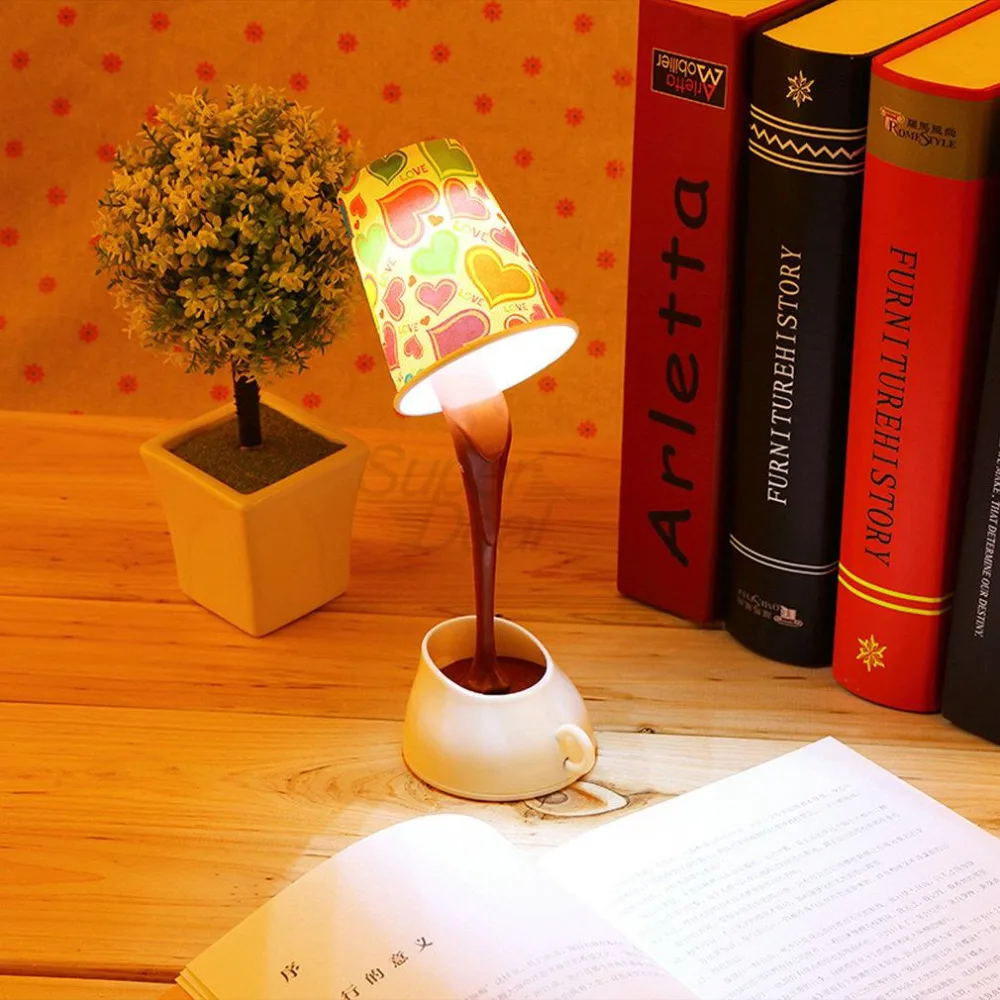 

Jiaderui Creative DIY Coffee Cup Lampshade LED Night Lamp USB Charge Light Pouring Desk Lights for Study Room Bedroom Decor Lamp