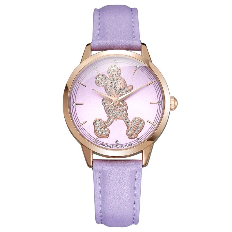 Детские часы disney модные сверкающие алмазные Женские часы с Микки повседневные часы для девочек кварцевые наручные часы детские часы подарок
