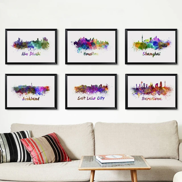 Modern Simple World Famous City Building Watercolor A4 Canvas Painting Art Print Poster Picture Wall Modern Simple World Famous City Building Watercolor A4 Canvas Painting Art Print Poster Picture Wall