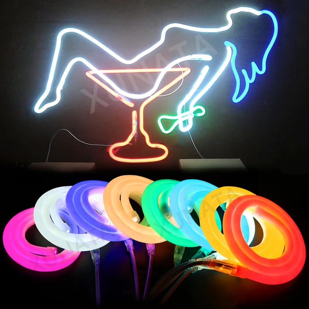 

1M DC12V 14MM Neon Sign Waterproof Led Flexible Neon Light+1*Connector+2*Round 2-wire Clips Outdoor Garden DIY Lighting Luz Neon