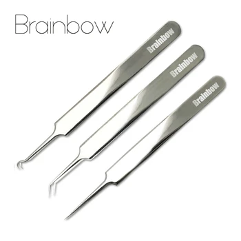 Brainbow 3pc/Pack Tweezers Blackhead Blemish Removers Point Bend Gib Head