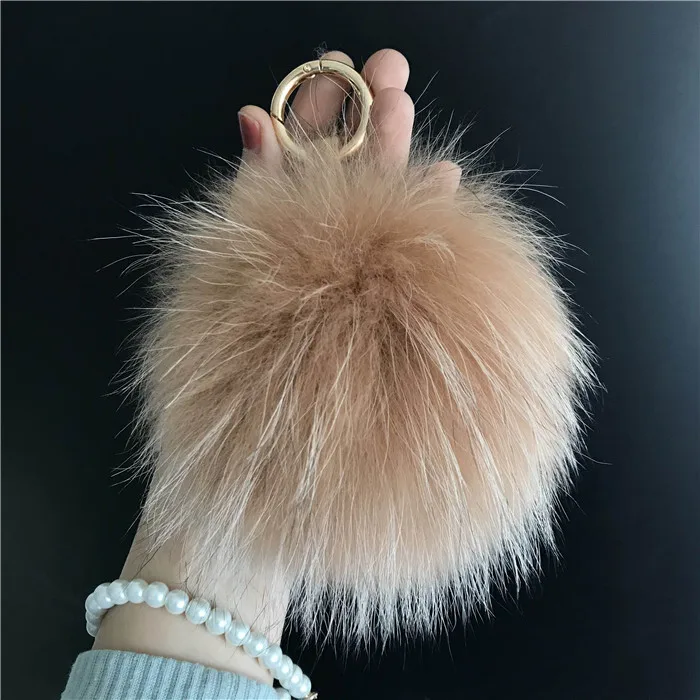 Magicfur-серый/коричневый 15 см натуральный мех енота Pom Ball Bag брелок-Шарм брелок - Цвет: NO.6