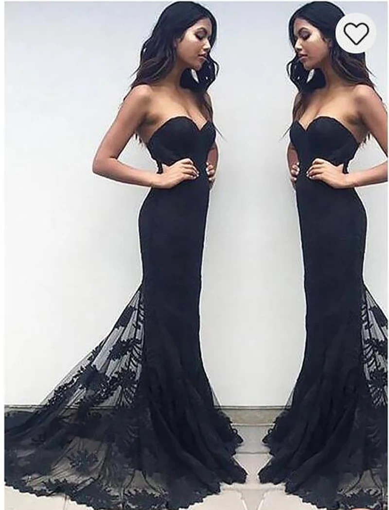 

Verngo 2019 Sexy Mermaid Evening Dress Lace Evening Dresses Long Strapless formal dress Vestido Longo Festa