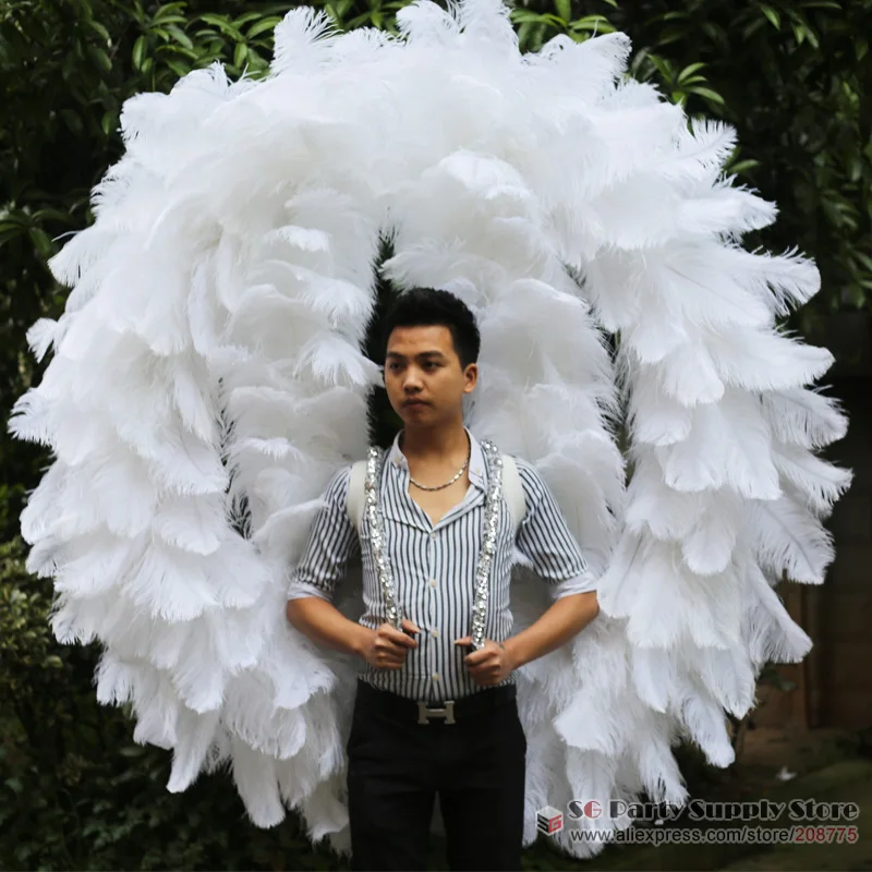 

High quality luxury white Ostrich angel wings big devil feather wings Model's creative stage show photo shooting props
