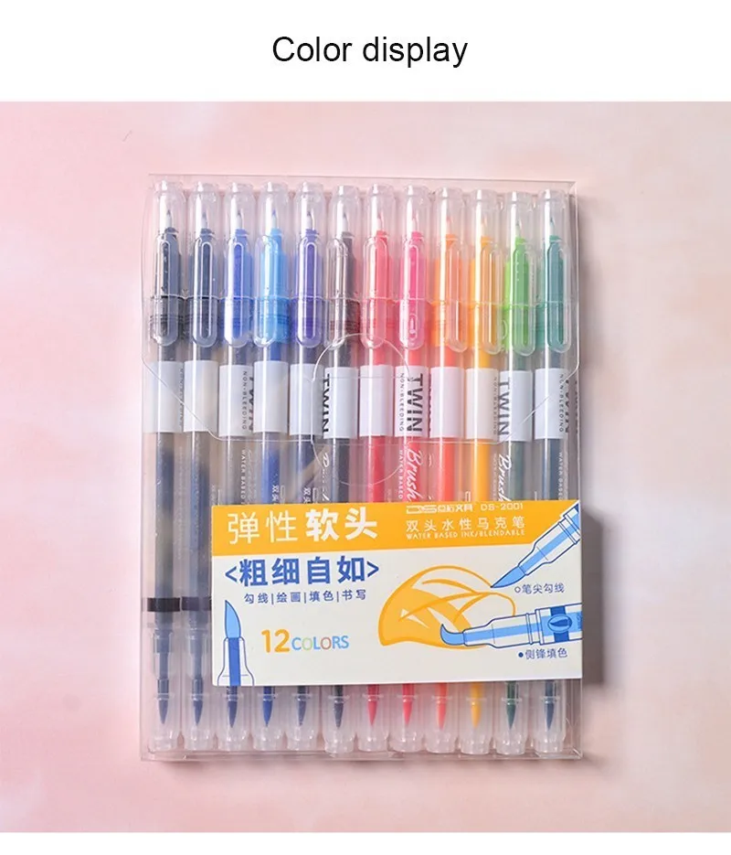 DS 6/12/24/36 Цвет набор кисть каллиграфическая ручка тонко пишущие воды Цвет Маркер ручки для рисования картины школьные товары для рукоделия