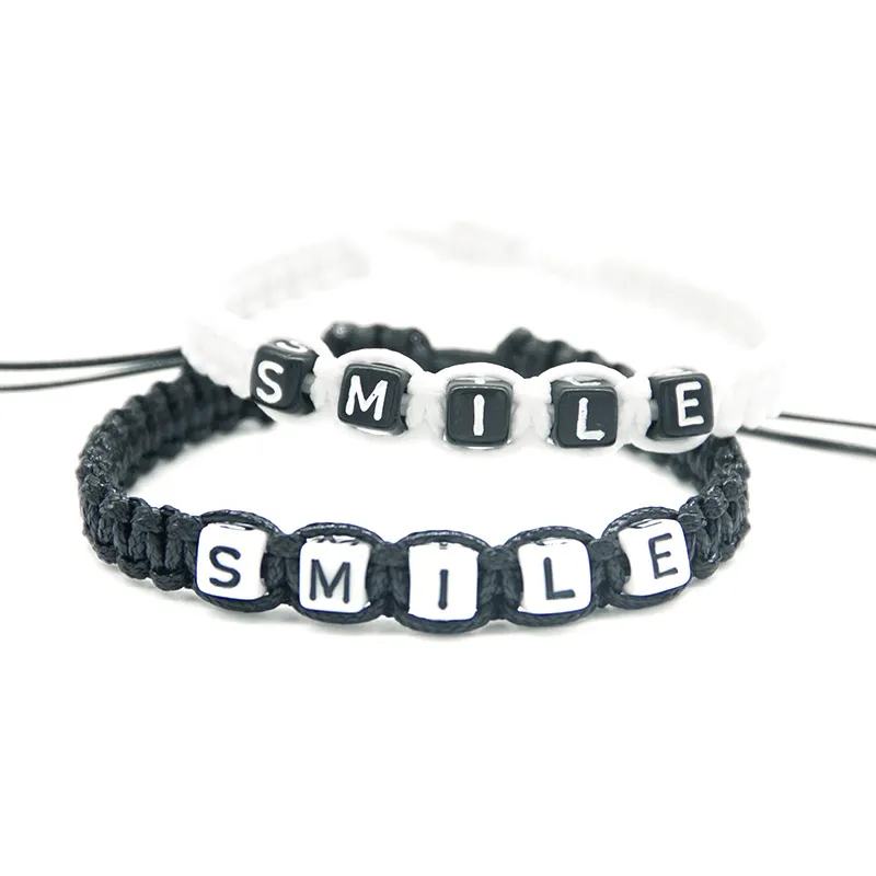 

1pcs Handmade SMILE Bracelet Friends Infinity Wish Adjust Size for Women Men Happy Beaded Jewelry Gifts Decorative Crafts