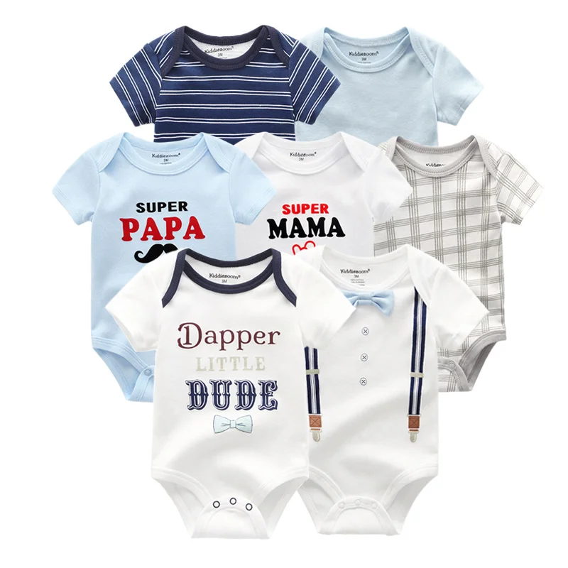 7 шт./лот; комбинезоны для новорожденных; хлопковая одежда для маленьких мальчиков и девочек; комбинезон с короткими рукавами для детей 0-12 месяцев; ropa bebe - Цвет: BDS7400
