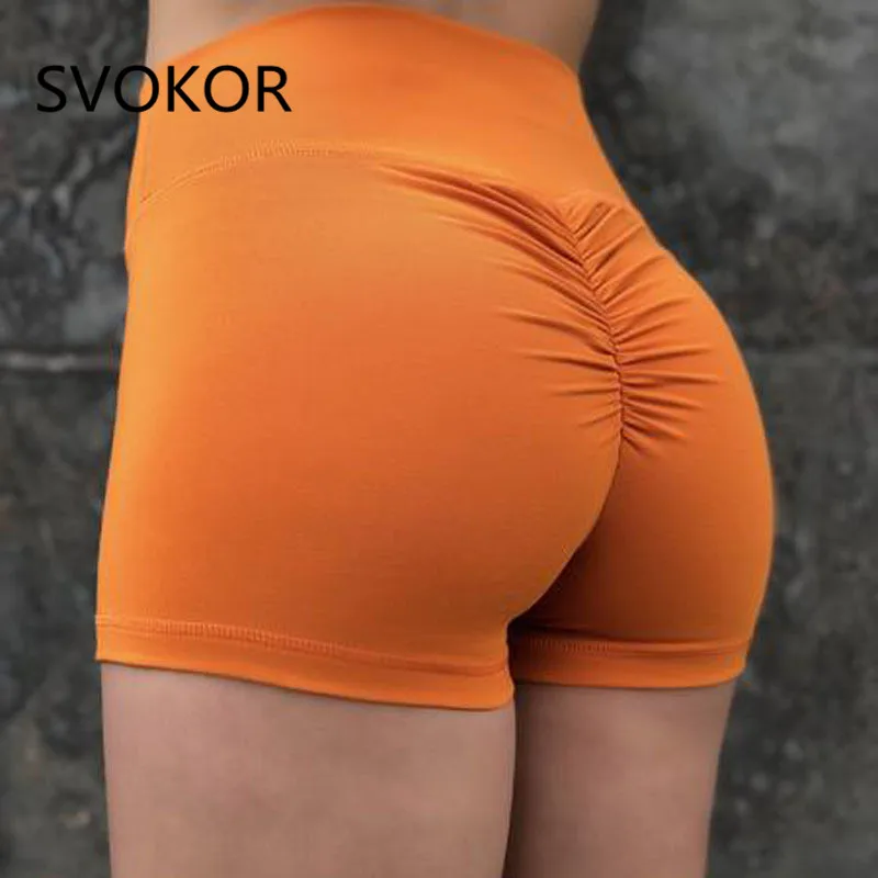 Женские шорты для фитнеса SVOKOR 2018 с высокой талией сексуальные эффектом пуш ап из