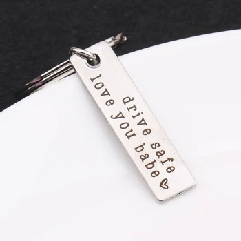 

Keychain Stainless Steel Jewelry Engraved Drive Safe I Love You Baby Couple Gift For Birthday Valentines Day Car Key Pendant