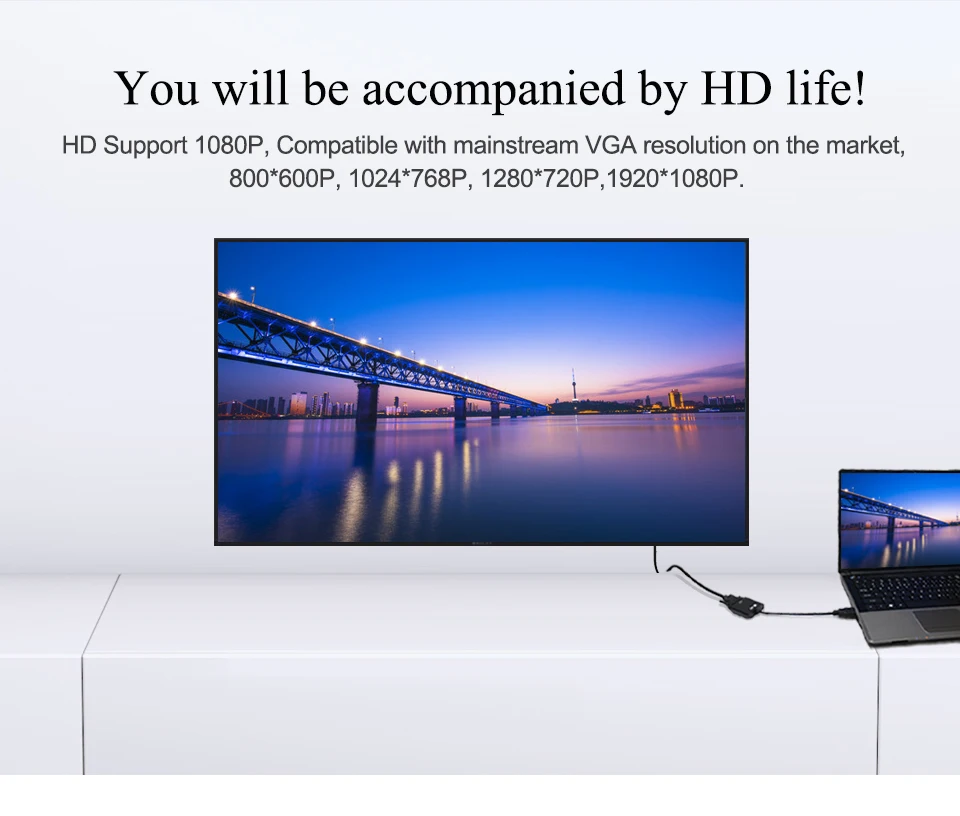 Male to Female 1.4 Version HDMI to VGA Converter HD Adapter Cable  (1)