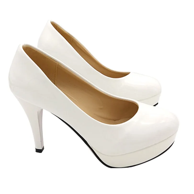 LIN KING Spring High Heels Women Pumps Platform Patent Leather Black Red White Brand Women Shoes Platform High Heels Shoes