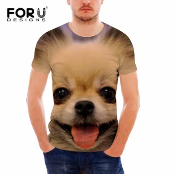 

FORUDESIGNS Funny 3D Pomeranian Dog Pattern Men T Shirt Summer Elastic Crossfit Top Tees Comfort O-neck Tee Shirt for Teenagers