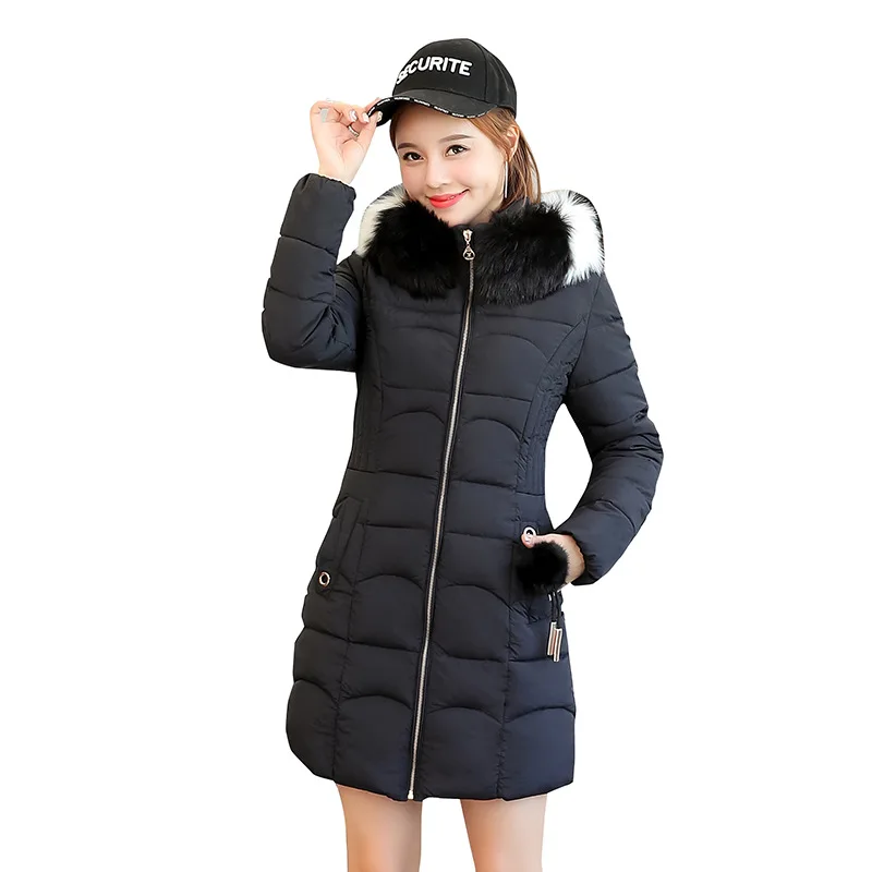 ##BUY Rlyaeiz Winter Jacket Women 2018 Casual Mid long Thicken Warm Parka Coat Colorful Fur Collar Hooded Winter Coat Female Outwear