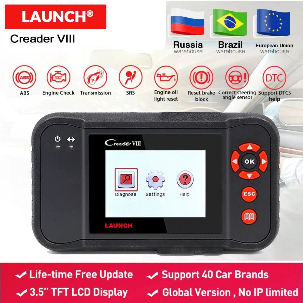 

2019 Launch X431 Creader VIII DBScar scan tool Creader 8 code reader CResetter Oil Lamp Reset tool OBD2 Diagnostic tool 419 gift