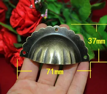 

20 Pieces Antique Brass Furniture Handle Cabinet Knob Jewelry Box Handle Shell Knob Drawer Pull / 71x34mm