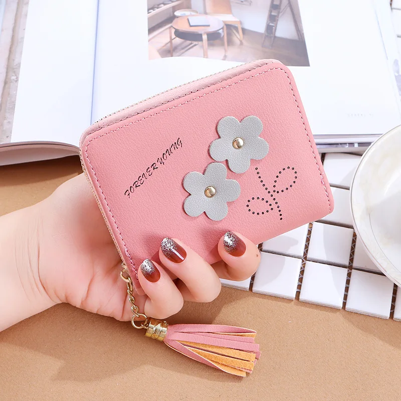 

2019 Women Wallet lovely Short paragraph Zipper Hasp Purse Small Clutch Fashion buckle PU Female Wallets Card Holder Coin Purse