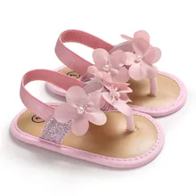 Летние сандалии для маленьких девочек; обувь для маленьких девочек с цветами; милая мягкая обувь принцессы; Детские пляжные сандалии