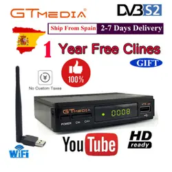 Горячая DVB-S2 Freesat V7 с USB wifi FTA ТВ приемник gtmedia v7s hd мощность по freesat поддержка Европы 7 cline CCCAM сетевой обмен