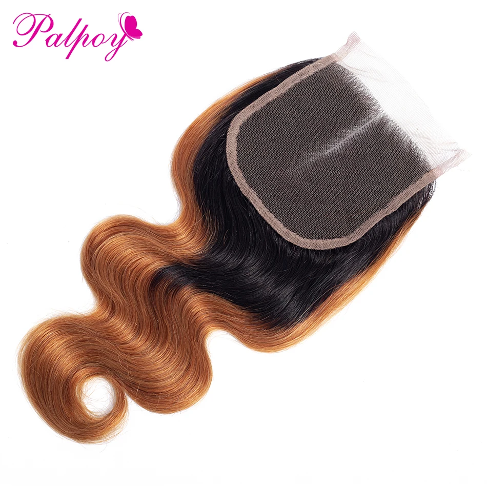 

PALPOY Peruvian Ombre Body Wave #1B/30 4*4 Lace Closure Non Remy Human Hair 10-20 Inch Free/Middle/Three Part Free Shipping