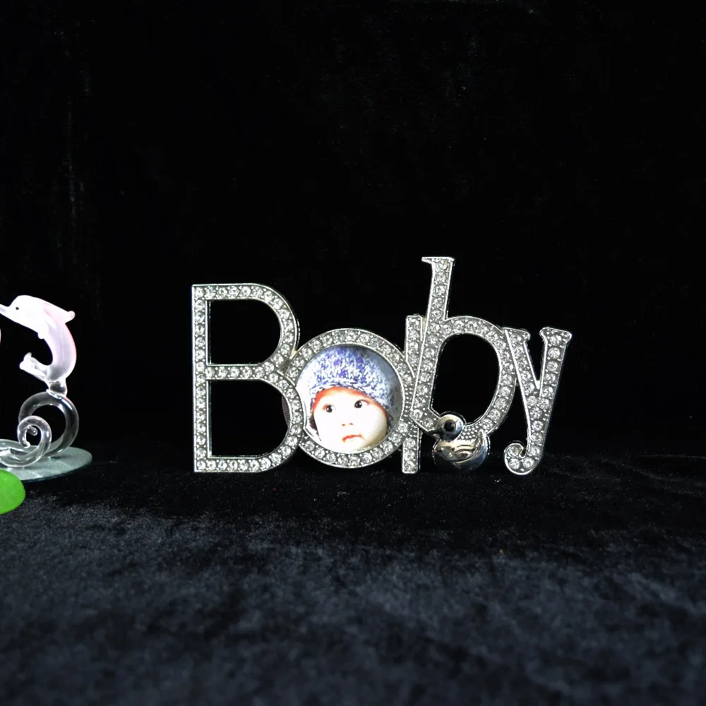 Фоторамка украшение дома ребенка Кристалл Жемчуг Металлические Круглый фоторамка Baby формы металлический сплав фоторамка PF-010A