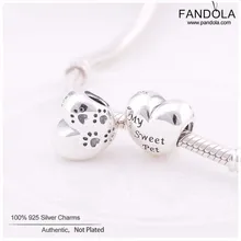 Подходит браслет Pandora из стерлингового серебра 925 пробы мой сладкий узор в виде лапы животного бусины-брелоки в форме сердца для изготовления ювелирных изделий Berloque