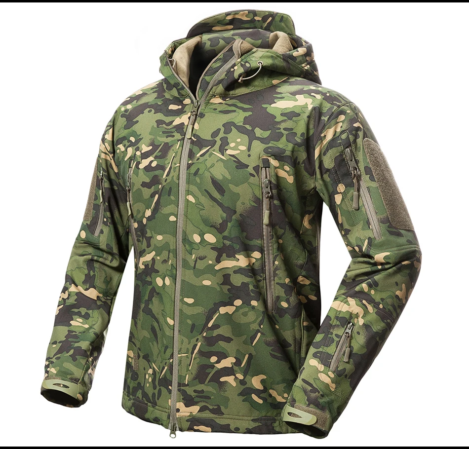 Уличная Мужская и Женская флисовая водонепроницаемая куртка, Тактическая Военная V.5 камуфляжная спортивная куртка для кемпинга, катания на лыжах, теплая верхняя одежда с капюшоном, пальто