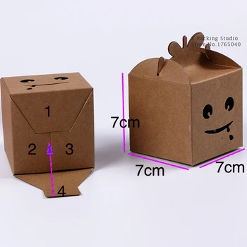 

7*7*7CM Brown paper Cookie cake Packaging Box open hold for Candy Biscuit Chocolate Paper Carton cardboard gift box