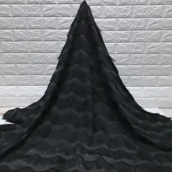 

White Black African Lace Fabric 2019 Long Hair Embroidered Nigerian Lace Fabric High Quality French Tulle Lace Fabric For Women