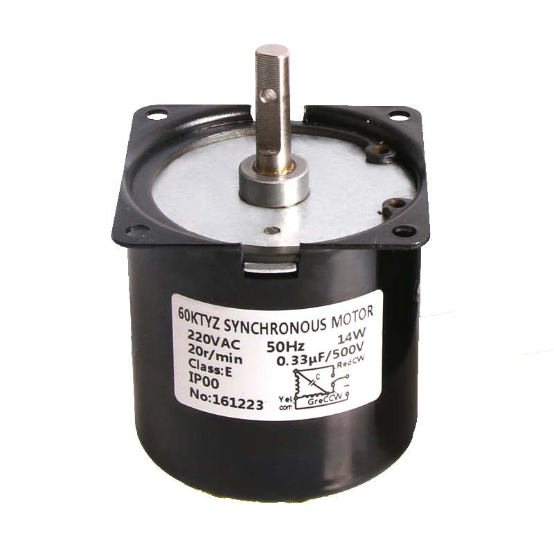 

60KTYZ Permanent Magnet Synchronous Motor with 7mm shaft low speed AC220V 14w 1.2rpm~110rpm 0.5A 60mm PMSM Motor Free Shipping