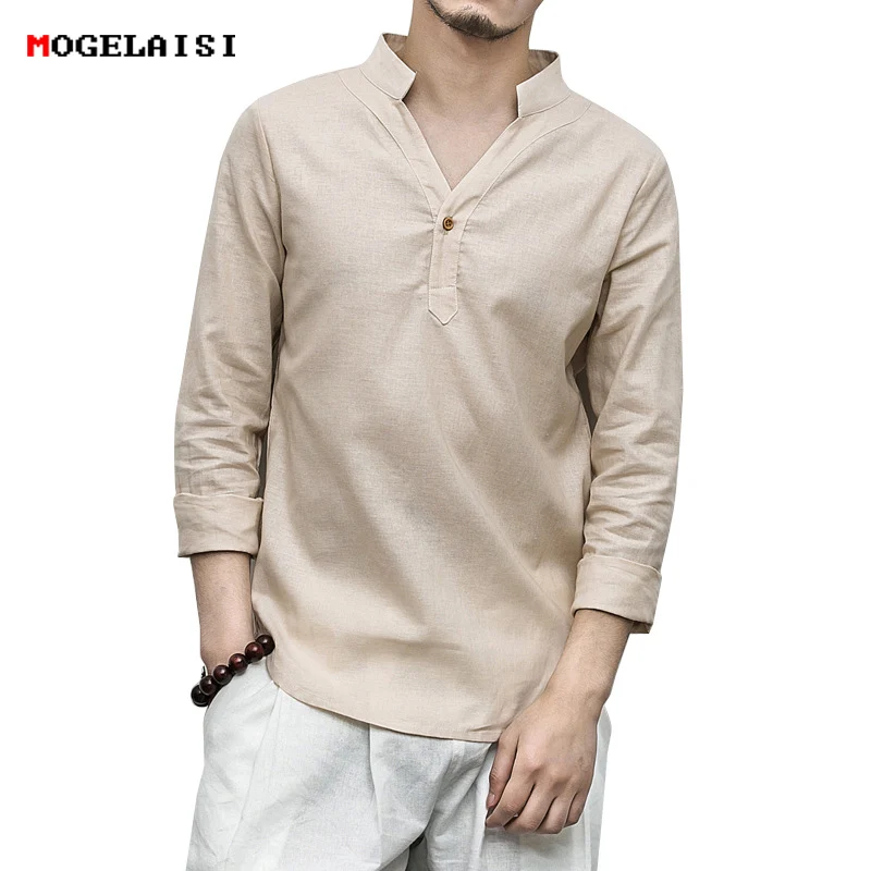 Buy Flax Men Shirts Long Linen Cotton Shirt Mens