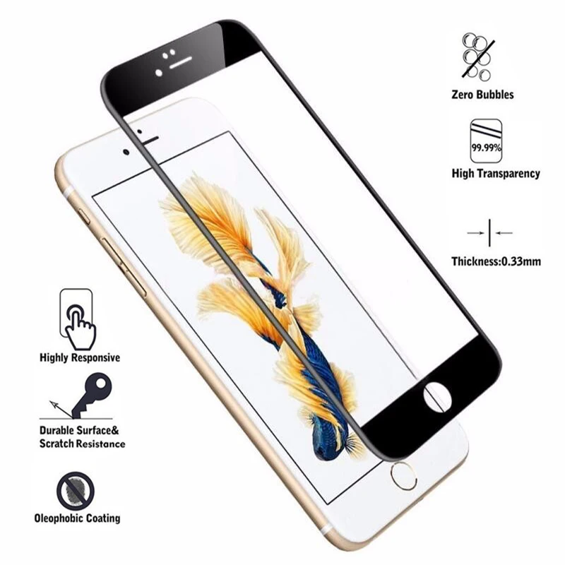 3D изогнутый край Полное покрытие протектор экрана для iPhone7 8 6 plus закаленное стекло на iPhone8 6s 7 Plus Защитная стеклянная пленка