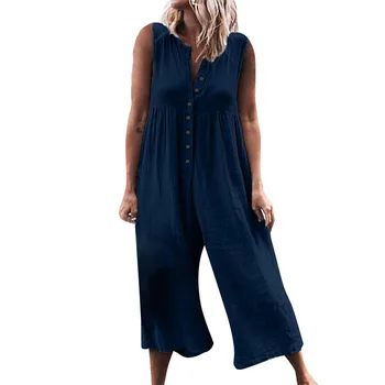 

Women Summer Sleeveless Loose Jumpsuit Romper Casual Clubwear Wide Leg Pants Trousers Outfits Playsuits