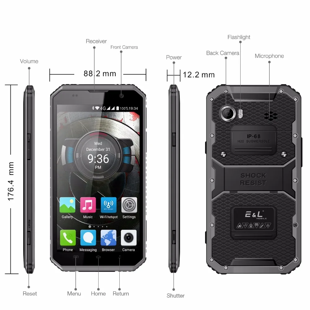 E & L W9 смартфон с 6 дюймовым дисплеем восьмиядерным процессором MTK6753 ОЗУ 2 Гб ПЗУ 16