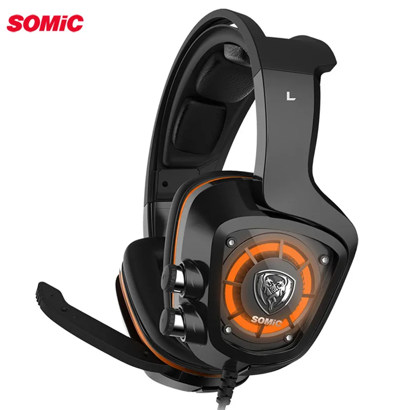 

SOMiC G910 virtual 7.1 Gaming earphone headphone with Mic Surround Sound Vibration USB Headset Bass LED light for PC Laptop