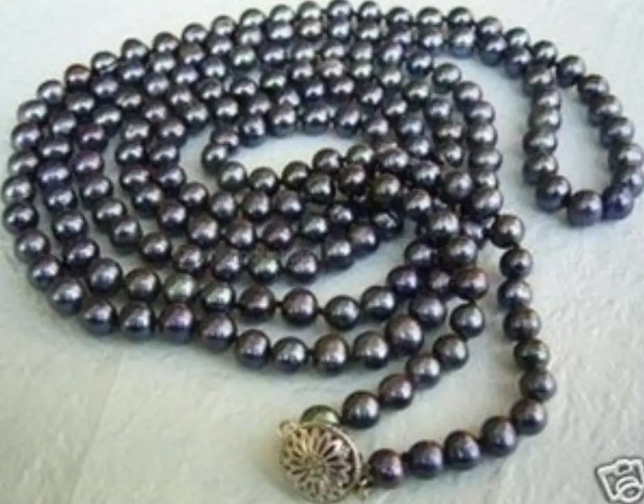 

Free shipping Exquisite black pearl necklace 50"AA+011 a(5.18)