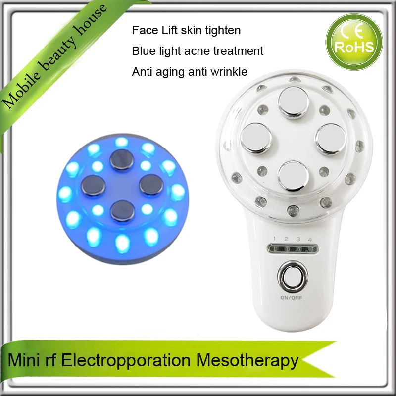 

4 IN1 rf Electroporation Mesotherapy Needle Free Face Lift Skin Tighten Blue Led Light Acne Treatment Beauty Device