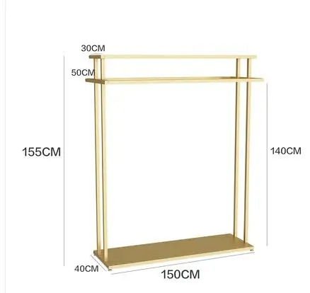 Golden clothes shelf clothing store in the island frame double-sided women's clothing store bag display rack floor double row.