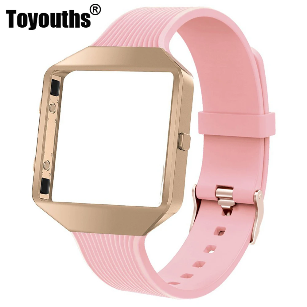 

Toyouths 2019 Silicone Replacement Bands With Rose Gold Frame Slim Soft Strap Accessory Large Small For Fitbit Blaze Band