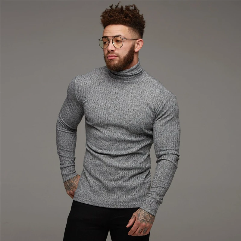 Acheter Nouvelle mode hiver Pull hommes chaud col roulé hommes chandails coupe mince Pull hommes classique Sweter hommes tricots Pull Homme