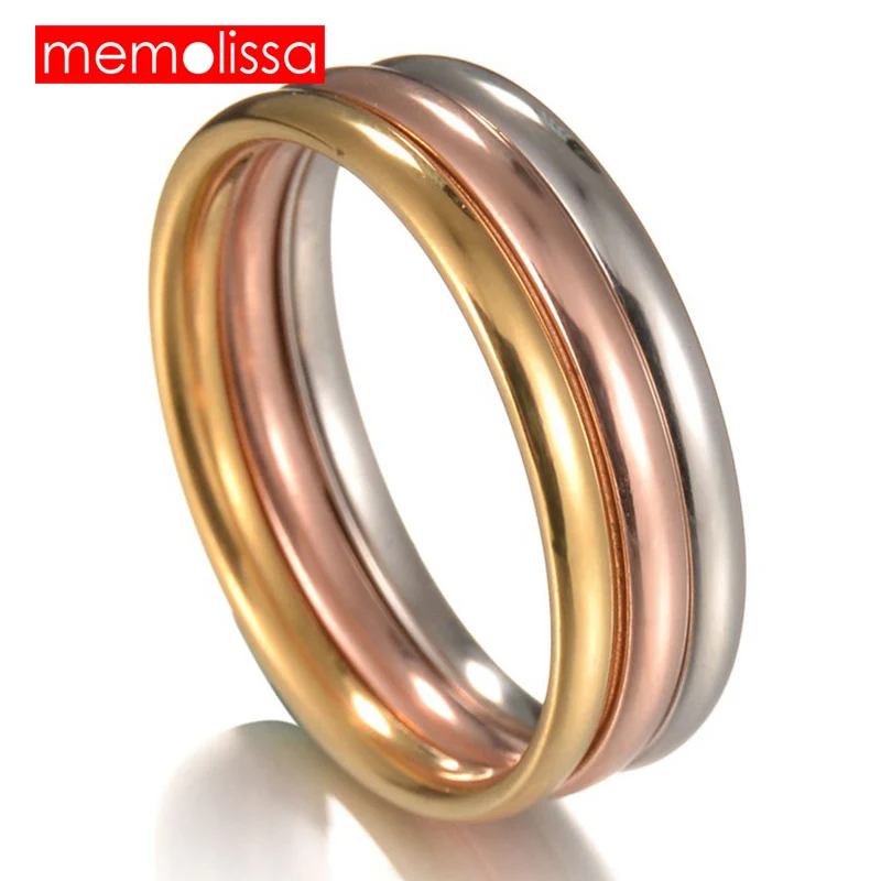 

3 pcs/lot Ring 316L Stainless Steel rings for women Classic finger Rings jewelry Fashion 3 Color Engagement Wedding Jewelry
