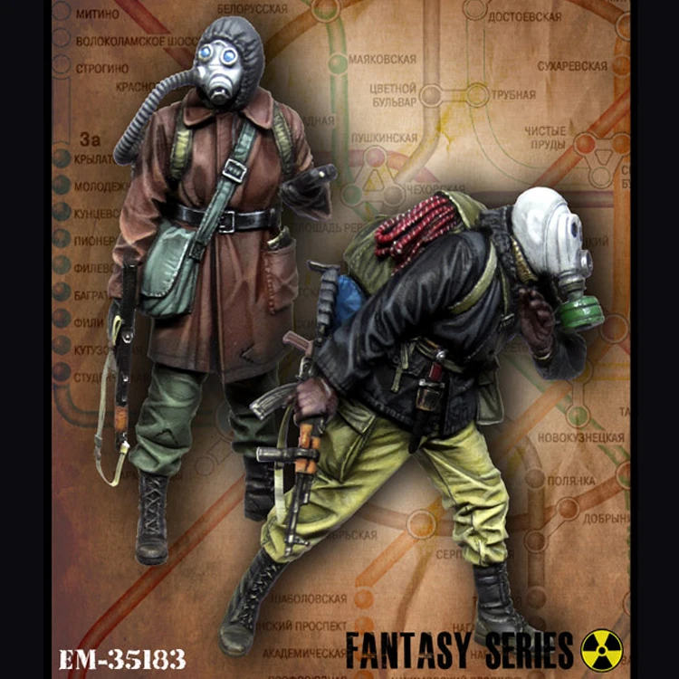 1/35 сталкер. Метро, 2 человека, полимерная модель солдата GK, военная тема, разобранный и Неокрашенный комплект