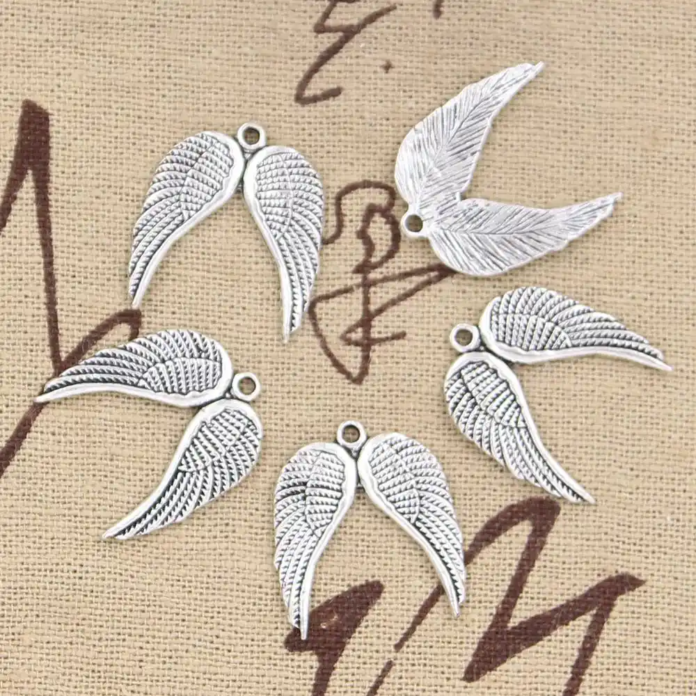 14 X 5 Mm. pequeñas alas. Antiguo Plata Encanto A361 Ala De Ángel encanto X 20