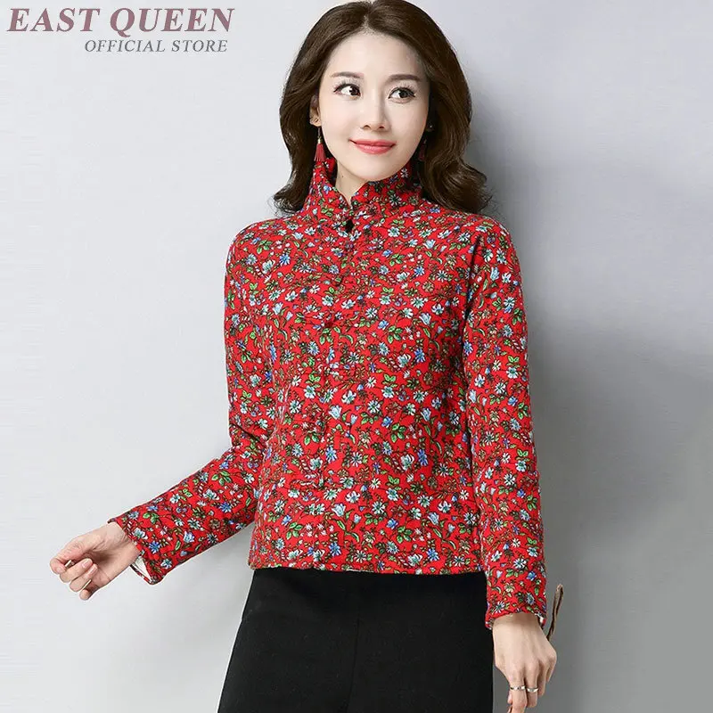 Winter women thick coat cardigan print floral traditional top clothes mid-age female vintage full sleeve bodycon coats AA3224 F